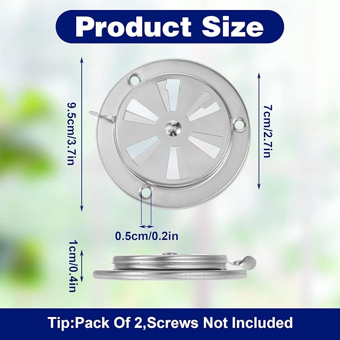 2 PCS BBQ Grill Smoker Air Vent Set, Adjustable Stainless Steel Grill Vent - Image 2