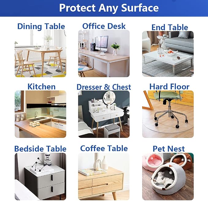 Large Clear Plastic Table Protector PVC Table Cloth Rectanglar Wipeable Vinyl - Image 6