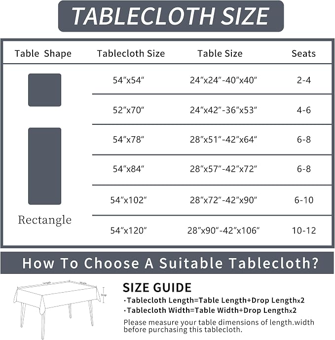 Square Table Cloth, 100% Waterproof Tablecloth Oil Proof Spill Proof Vinyl - Image 4