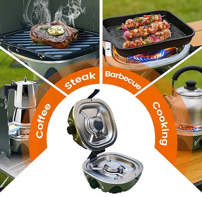 BJIPFO 2 Burner Foldable Camping Stove, Portable Propane Camp Stove, - Image 7