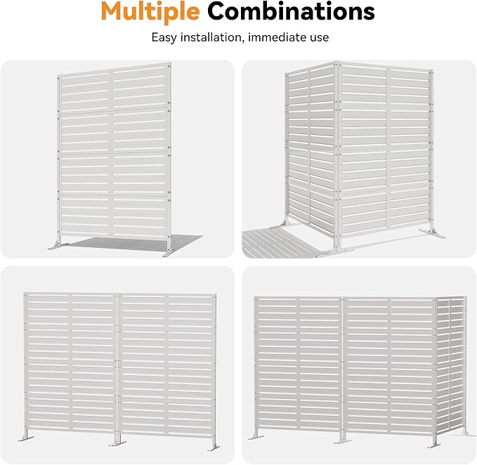 Modern Shade Metal Privacy Screen Outdoor 72" H x 48" W, Stable & Durable - Image 6