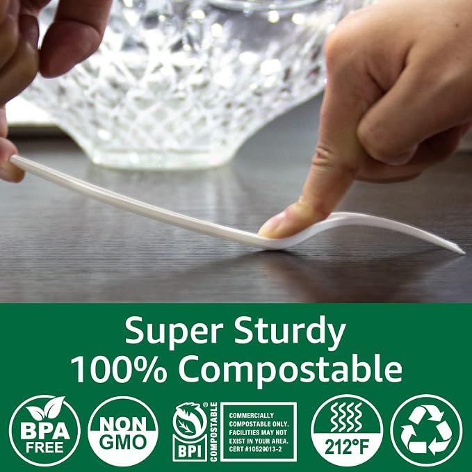 100% Compostable No Plastic Knives Forks Spoons Utensils, The Heavyweight Heavy - Image 5