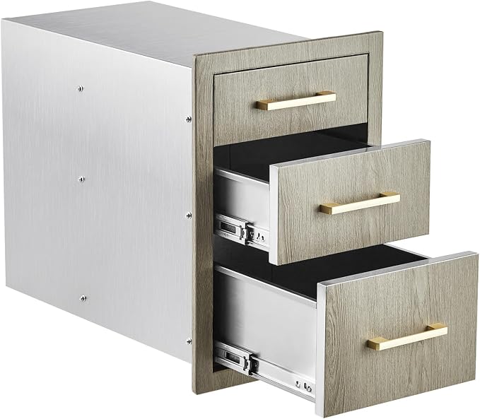 Stainless Steel Outdoor Kitchen Triple Drawers 14" W x 20.3" D x 23" H by GarveeTech