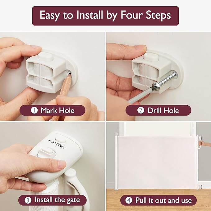 Momcozy Retractable Baby Gate, Extends up to 55" Wide, Child Safety Baby Gates - Image 5