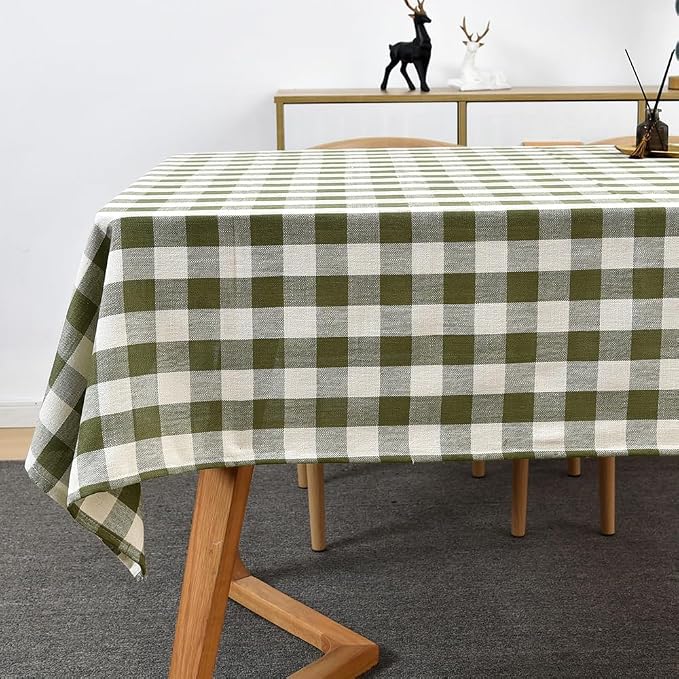Gingham Table Cloth for Rectangle Tables Green Checkered Plaid Tablecloth Heavy by Yofori