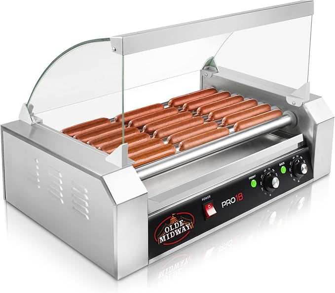 Olde Midway Electric 18 Hot Dog 7 Roller Grill Cooker Machine by OldeMidway