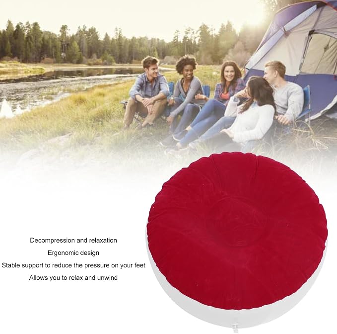 ZJchao Inflatable Pouf Ottoman, Outdoor Ottoman, Inflatable Foot Rest, Flocking - Image 4