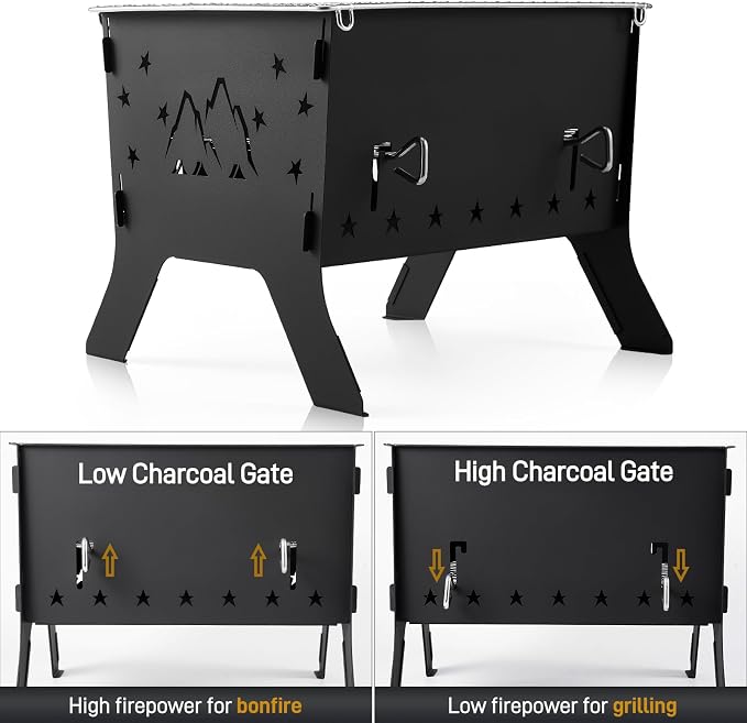 Odoland Camping Grill Portable Folding Charcoal Grills Backpacking BBQ Grill - Image 4