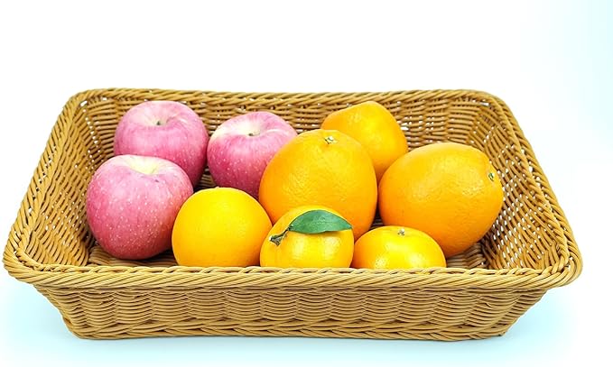 ANRUIDE 16" Poly Wicker Bread Basket, Long Woven Tabletop Food Fruit Vegetables - Image 2
