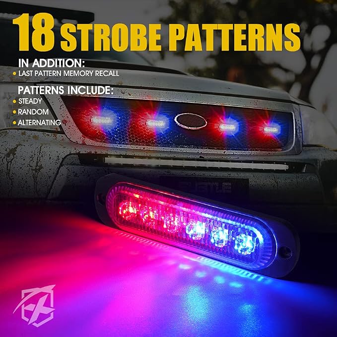 Xprite 10PCS LED Emergency Strobe Lights, Sync Feature Ultra Slim Grill Light - Image 3