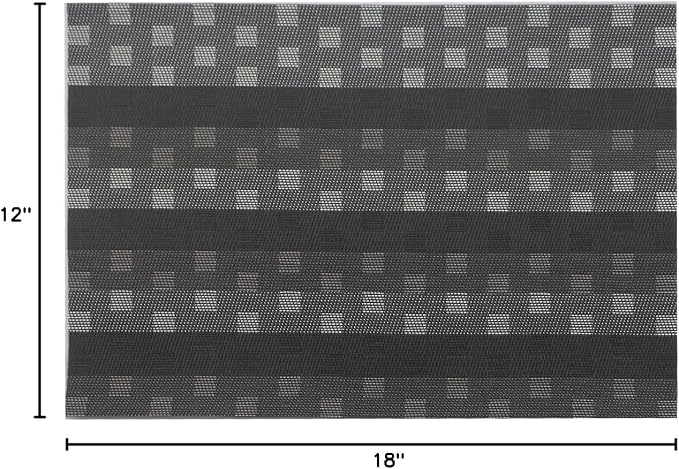 Gugrida Black Placemats 6pcs Placemats Stain PVC Table Mats Woven Vinyl - Image 8