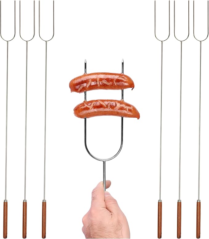 Coghlan's Camp Forks 6-Pack – 40" Solid Stainless Steel Marshmallow Sticks by Coghlans
