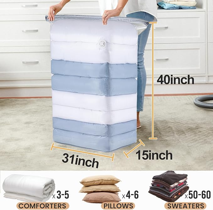 TAILI 10 Pack Vacuum Storage Bags, Space Saver Bags, Jumbo Cube 31x40x15 Inch - Image 2