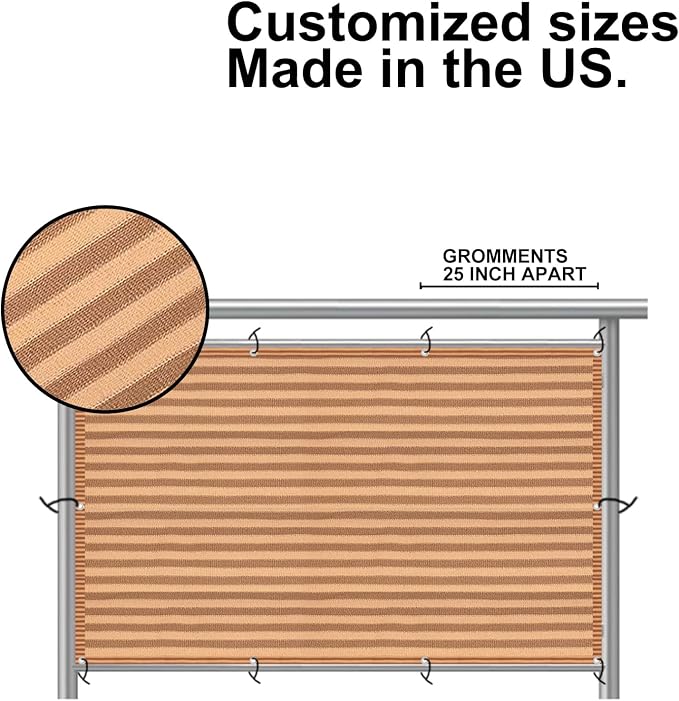 Eden's Decor Balcony Privacy Screen Brown/Khaki 3'x 32' Cover Mesh Windscreen - Image 5