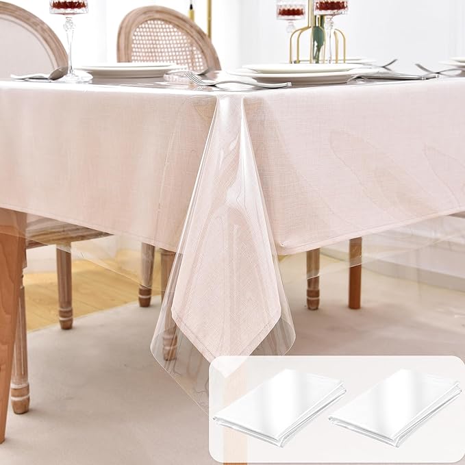Nasitos 2 Pack Clear Plastic Table Cloth 54x120 Inch by Nasitoshomedecor