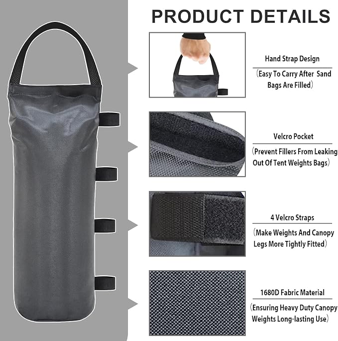 Eurmax USA Weight Capacity 112 LBS Extra Large Pop up Gazebo Weights Sand Bags - Image 3