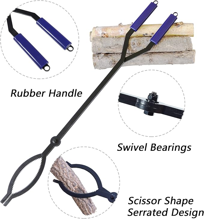 40in Heavy Duty Fire Tongs Firewood Grabber Tool - Image 4