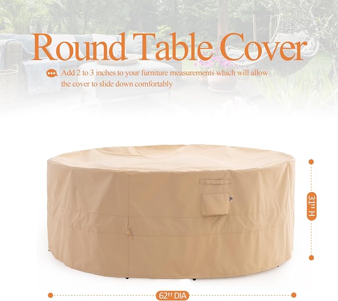 WJ-X3 Round Patio Furniture Cover, Waterproof, UV Resistant, Anti-Fading - Image 6