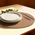 Round Vinyl Pink Placemats Set of 6, Faux Leather Waterproof Wipeable Heat by Rinpon