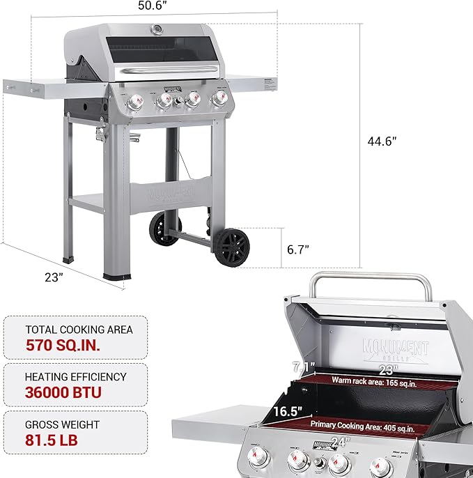 Monument Grills 4-Burner Liquid Propane Gas Grill - Image 4
