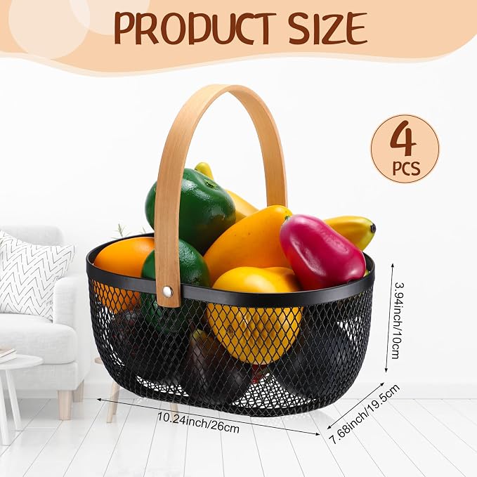 Maxcheck 4 Pcs Oval Metal Wire Storage Basket - Image 2