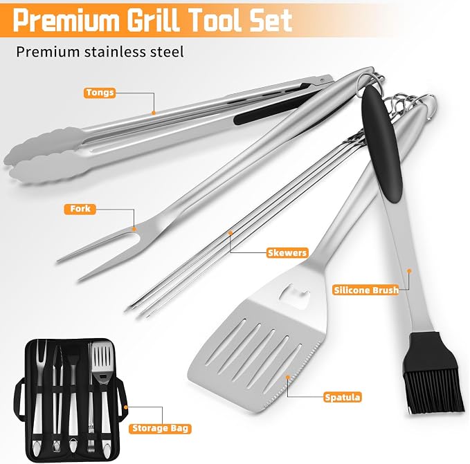 9Pcs Heavy Duty Stainless Steel Grill Accessories, Professional Barbecue - Image 9