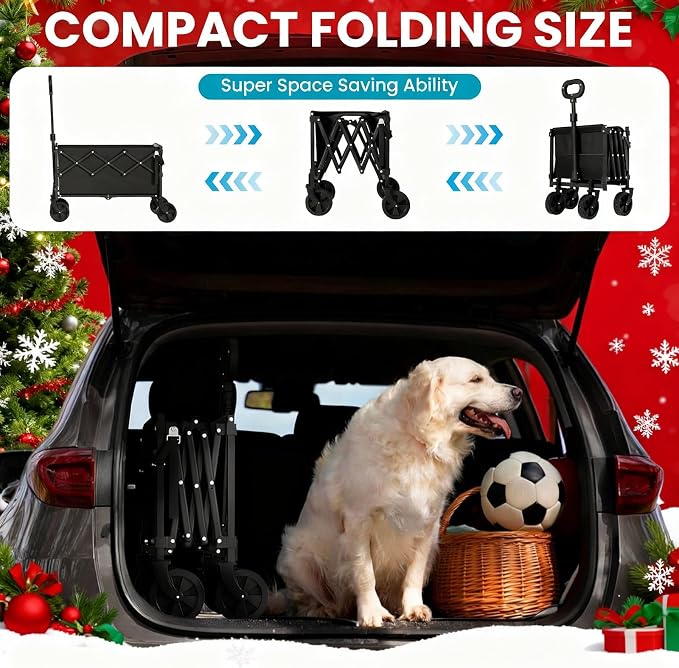 Small Collapsible Wagon with Tailgate, Wagons Carts Foldable with 350lbs - Image 5