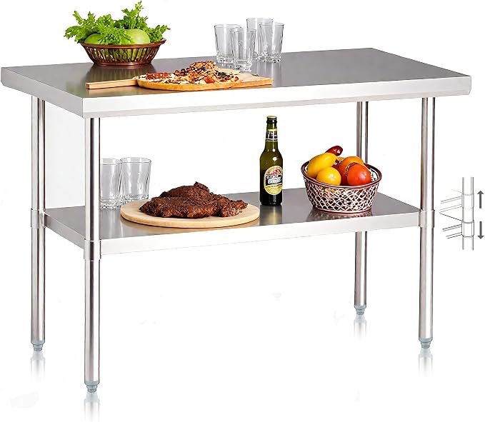NUUK Stainless Steel Worktable 24" x 48" Kitchen Food Prep Grill Work Table by NUUK