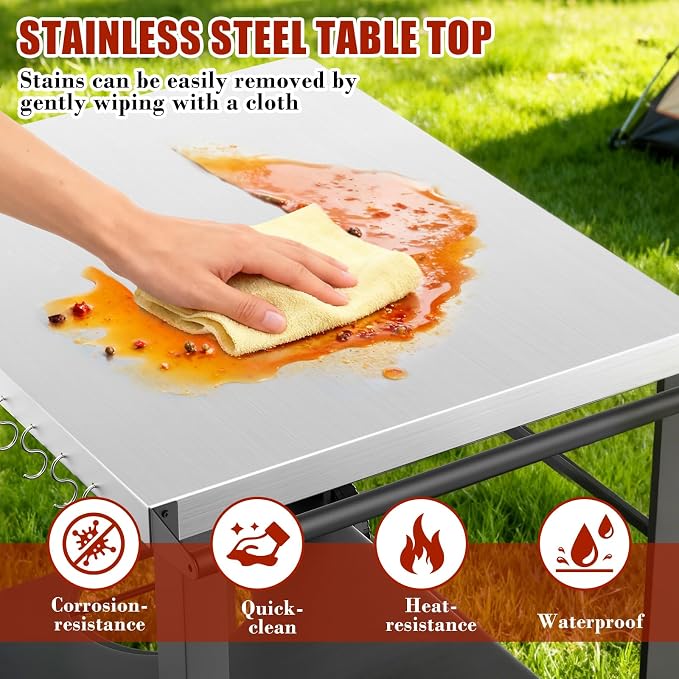 34" x 24" Movable Stainless Steel Flattop Grill Cart - Image 6