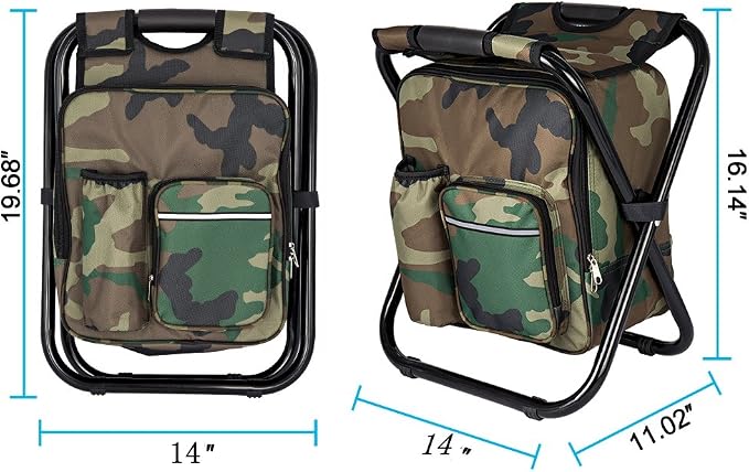 Bright starl Multifunction Folding Cooler and Stool Backpack, Hiking Camouflage - Image 3