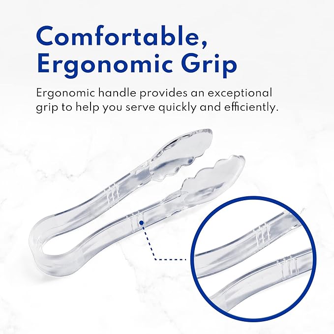 Serving Tongs, Green Polycarbonate Plastic, Set of 12, 6 Inch