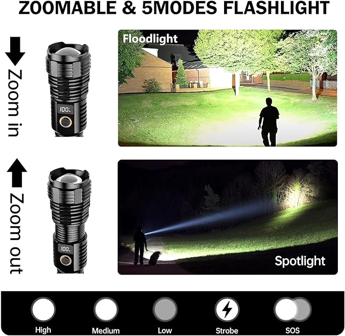 Flashlights High Lumens Rechargeable, 10000LM LED Super Bright Flash Light - Image 2