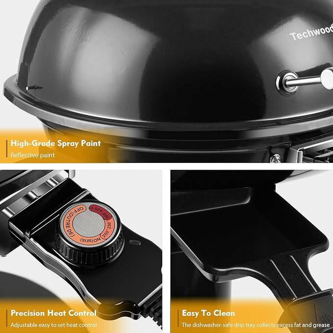 Electric Grill, Techwood Indoor/Outdoor Electric BBQ Grill, 1600W Portable - Image 3