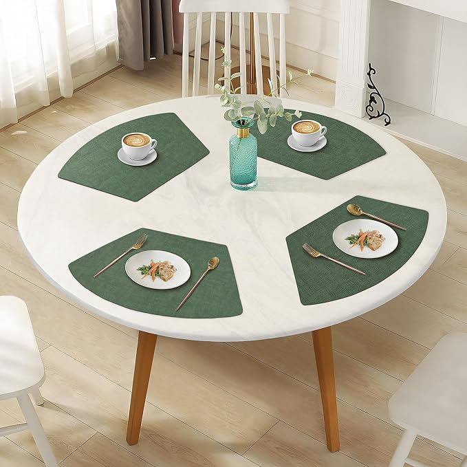 Round Table Placemats Set of 4, Faux Leather Wedge Shape Place Mats Heat - Image 7