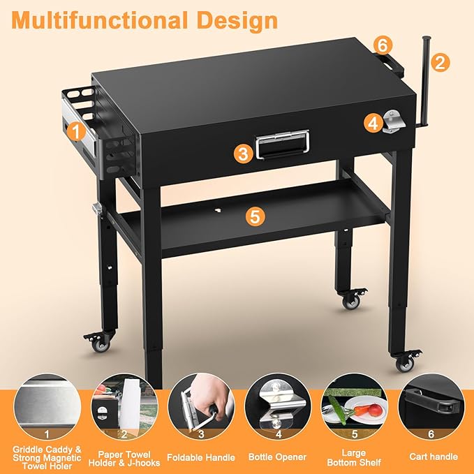 28" and 34" Upgrade Height & Quick-Fold Portable Grill Cart - Image 7