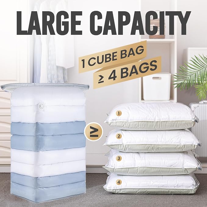 TAILI 12 Pack Vacuum Storage Bags, Jumbo Cube 31x40x15 Inch, Extra Large Vacuum - Image 2