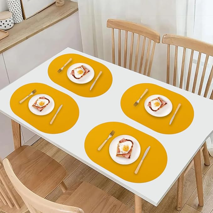 Oval PU Placemats Set of 6, Reversible Faux Leather Placemat - Image 7