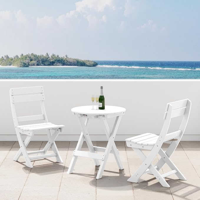 Costaelm Paradise 3-Piece Outdoor HDPE Folding Patio Bistro Table and Chairs by Costaelm