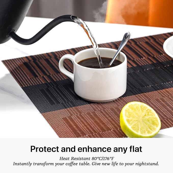 LEXMORE Placemats Set of 6 Vinyl/Plastic Woven Place Mats - Image 5