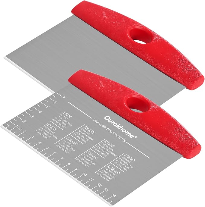Ourokhome Dough Pastry Bench Cutter Scraper, Stainless Steel Pizza Cutter by Ourokhome
