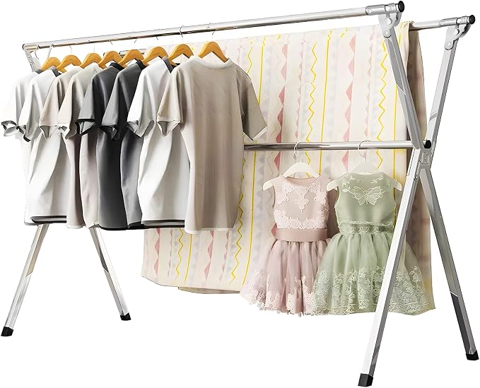 URYAN 63 Inches Clothes Drying Rack, Heavy Duty Stainless Steel Laundry Drying by URYAN