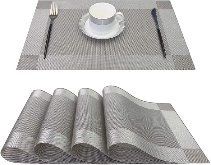 PIGCHCY Placemats Heat-Resistant Non-Slip Washable Easy to Clean Woven Vinyl by PIGCHCY