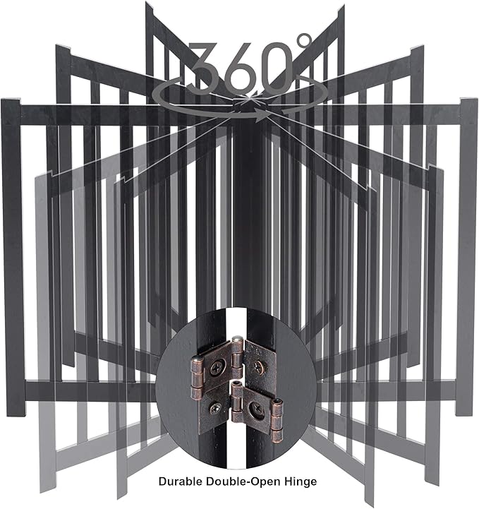 LZRS 2-Panel Wooden Free Standing Foldable Dog Gate Indoor – Solid Hardwood 24" - Image 5