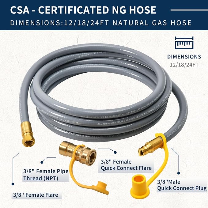 ABYDA 18 Feet 3/8" ID Natural Gas Grill Hose - Image 2