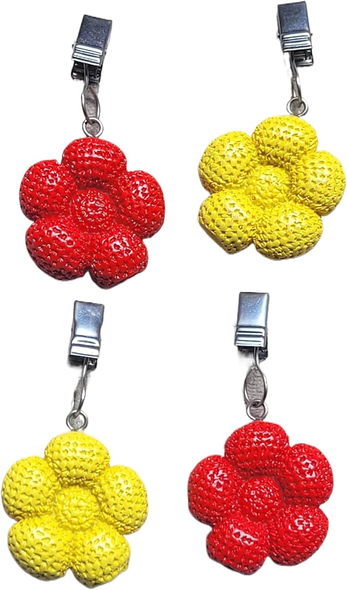 TwoFish Home Set of 4 Flower Resin Tablecloth Weights Clips Handicraft Flower by TwoFishHomeFashionLLC