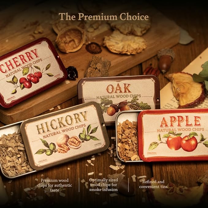 Cocktail Smoker Wood Chips 4 Natural Flavors: Oak, Hickory & Apple | Whiskey & - Image 7