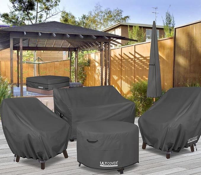 ULTCOVER Patio Fire Pit Table Cover Round 27 inch Outdoor Waterproof Fire Bowl - Image 9