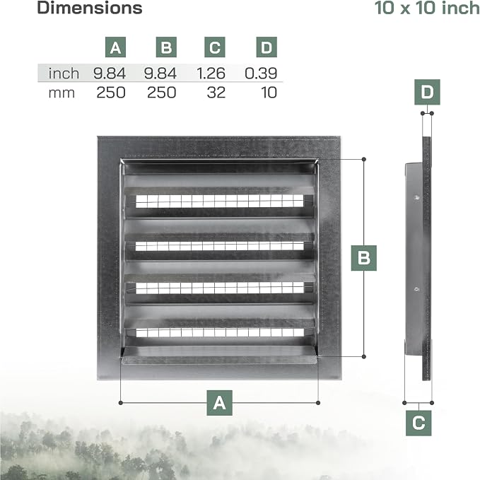 Vent Systems 10" x 10" Inch Galvanized Steel Industrial Air Return Grille - Image 2
