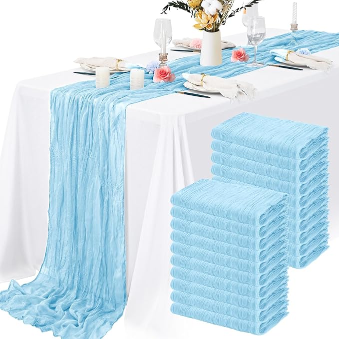 20 Packs Cheesecloth Table Runner 10FT Long Boho Gauze Fabric Table Runner by Lamshionow