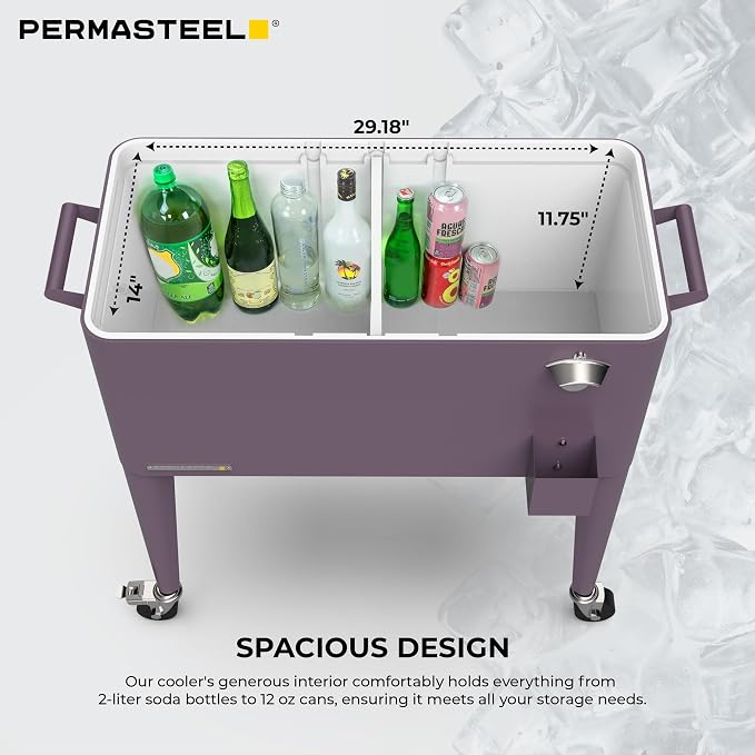 Permasteel 80 Quart Party Cooler, Rolling Ice Chest - Image 9